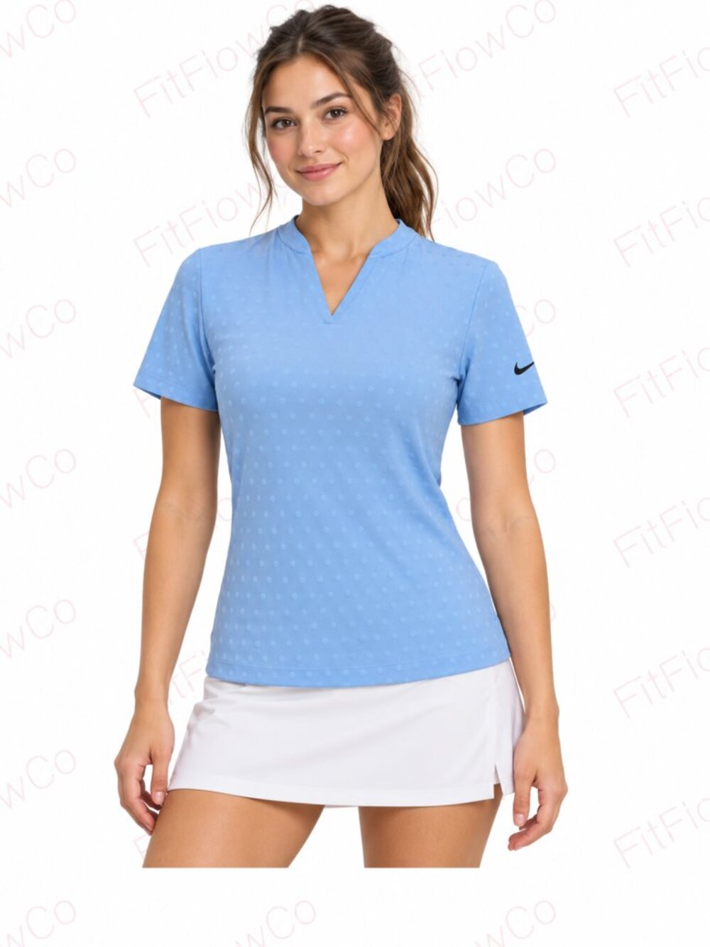 Nike Golf Dri-FIT UV Jacquard Activewear Top Women XS Light Blue NWT